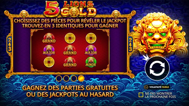 5 Lions Gold : écran de jeu n°2