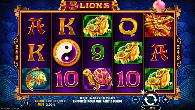 5 Lions : écran de jeu n°2