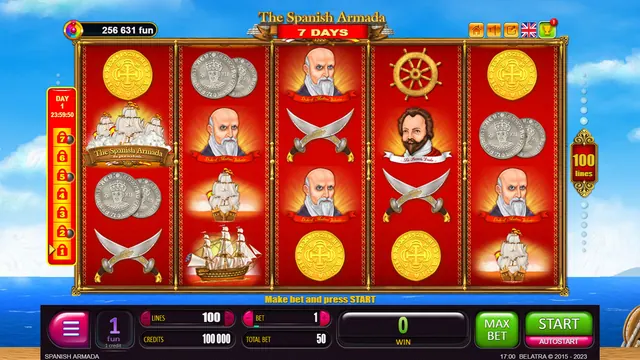 7 Days The Spanish Armada, machines à sous Belatra Games