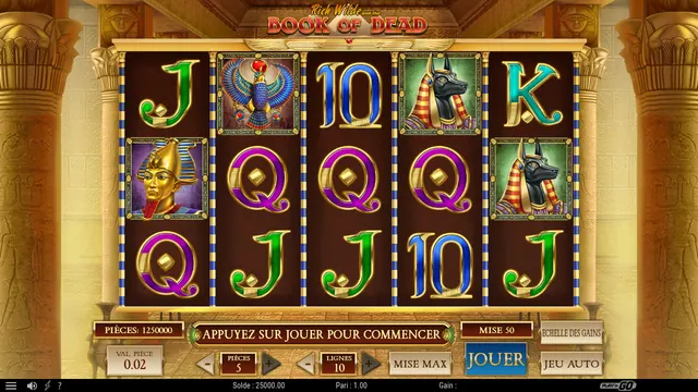 Book of Dead : écran de jeu n°2