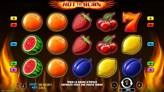 Hot to Burn, machines à sous classiques (777, fruits, BAR)