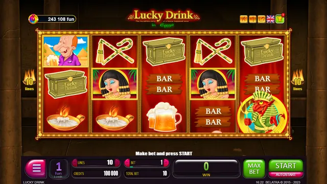 Lucky Drink in Egypt, machines à sous Belatra Games sur le thème Égypte ancienne