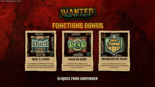 Wanted Dead Or a Wild, machines à sous Far West
