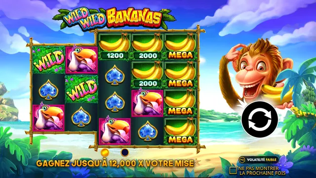 Wild Wild Bananas, machines à sous à 5 rouleaux et 8 rangées