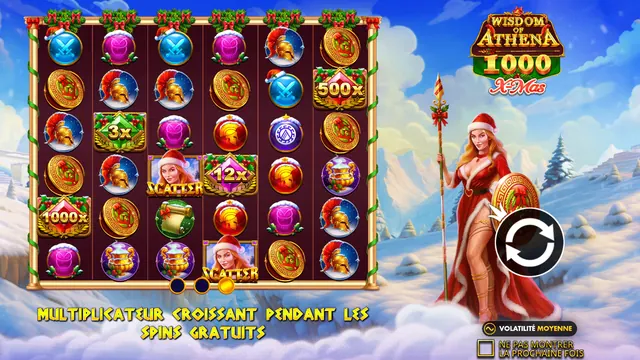 Wisdom of Athena 1000 Xmas, machines à sous à 6 rouleaux et 6 rangées