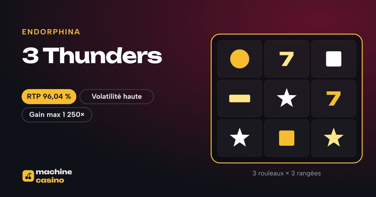 Visuel de 3 Thunders : 3 rouleaux × 3 rangées, RTP 96,04 %