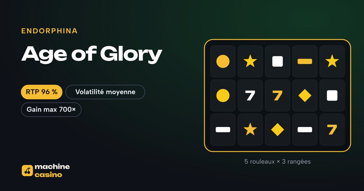 Visuel de Age of Glory : 5 rouleaux × 3 rangées, RTP 96 %