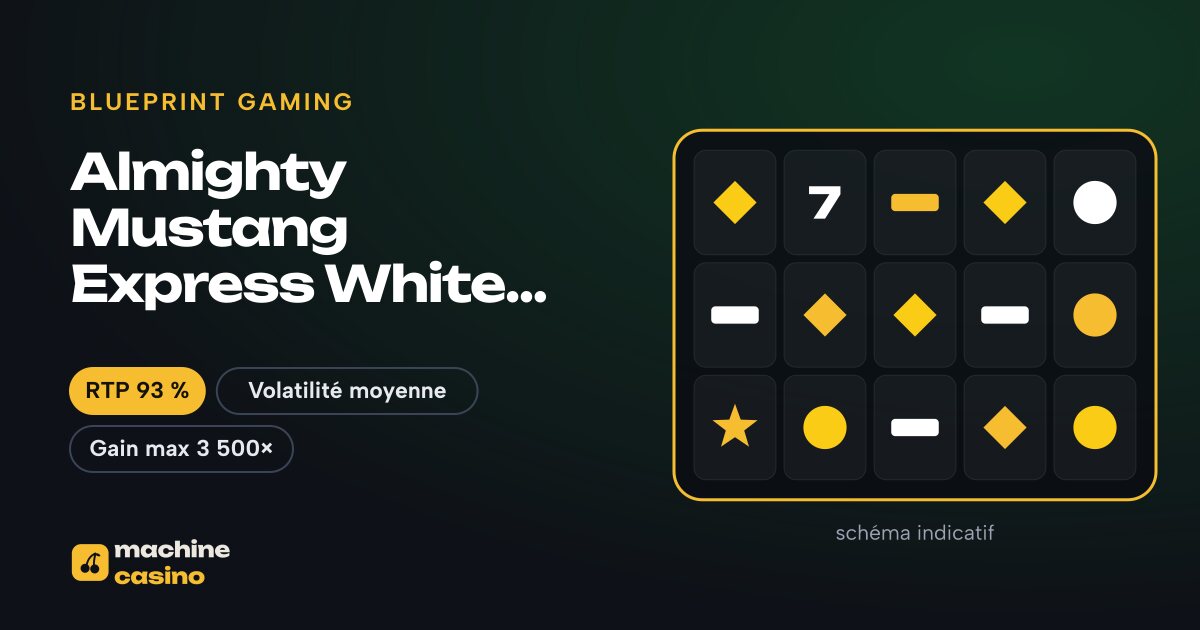 Visuel de Almighty Mustang Express White Bison Jackpot Royale Express : grille, RTP 93 %