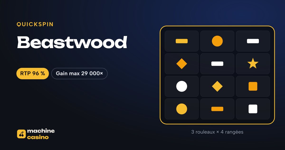 Visuel de Beastwood : 3 rouleaux × 4 rangées, RTP 96 %