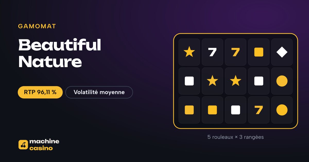 Visuel de Beautiful Nature : 5 rouleaux × 3 rangées, RTP 96,11 %