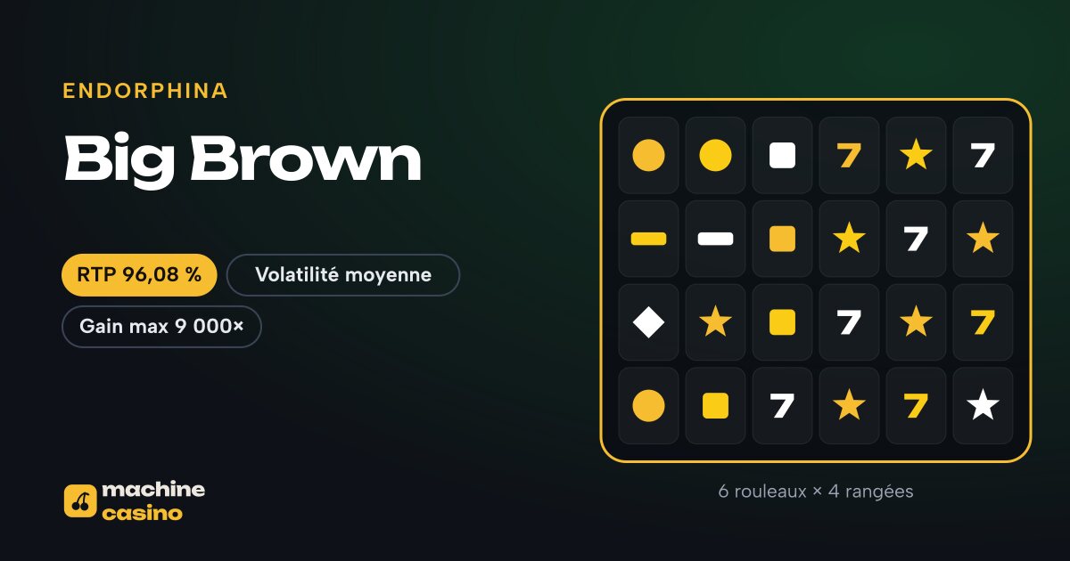 Visuel de Big Brown : 6 rouleaux × 4 rangées, RTP 96,08 %