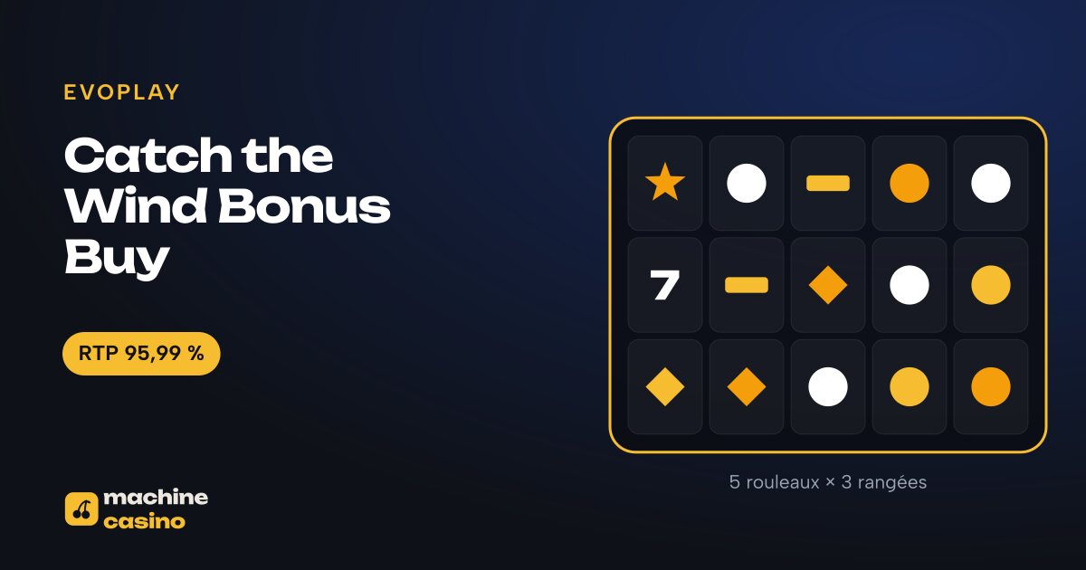 Visuel de Catch the Wind Bonus Buy : 5 rouleaux × 3 rangées, RTP 95,99 %