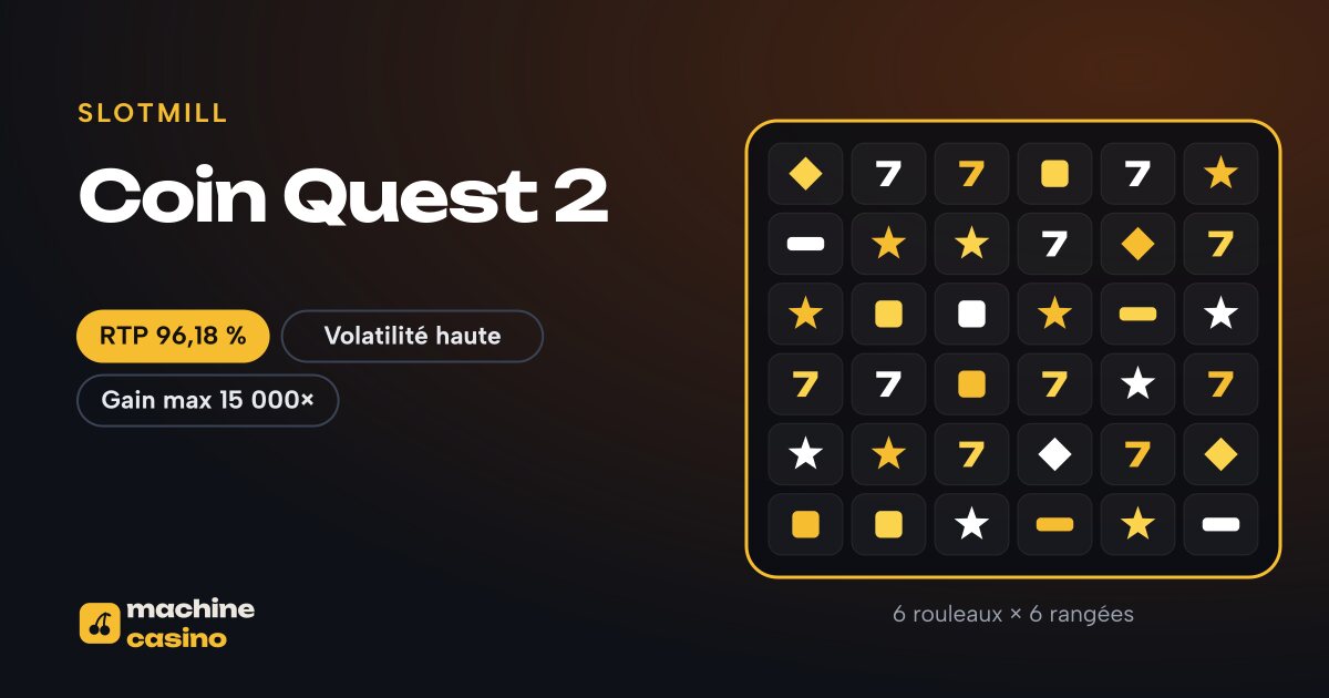 Visuel de Coin Quest 2 : 6 rouleaux × 6 rangées, RTP 96,18 %