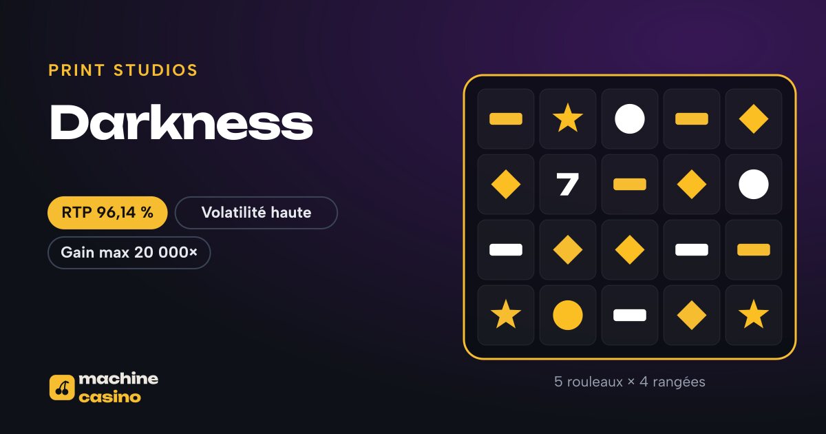 Visuel de Darkness : 5 rouleaux × 4 rangées, RTP 96,14 %