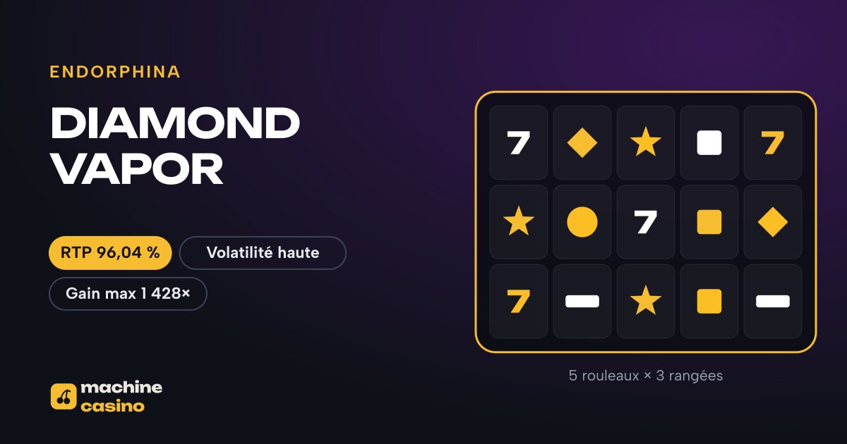 Visuel de DIAMOND VAPOR : 5 rouleaux × 3 rangées, RTP 96,04 %