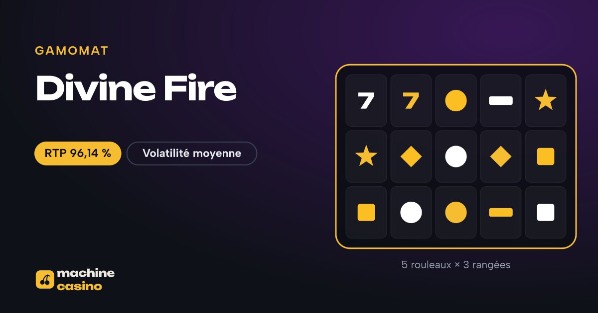 Visuel de Divine Fire : 5 rouleaux × 3 rangées, RTP 96,14 %