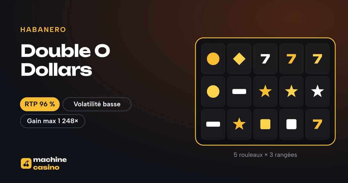 Visuel de Double O Dollars : 5 rouleaux × 3 rangées, RTP 96 %