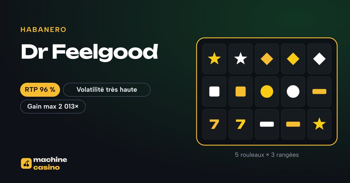 Visuel de Dr Feelgood : 5 rouleaux × 3 rangées, RTP 96 %