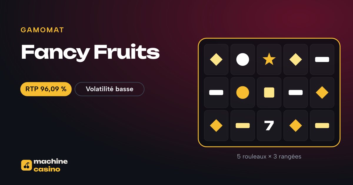 Visuel de Fancy Fruits : 5 rouleaux × 3 rangées, RTP 96,09 %