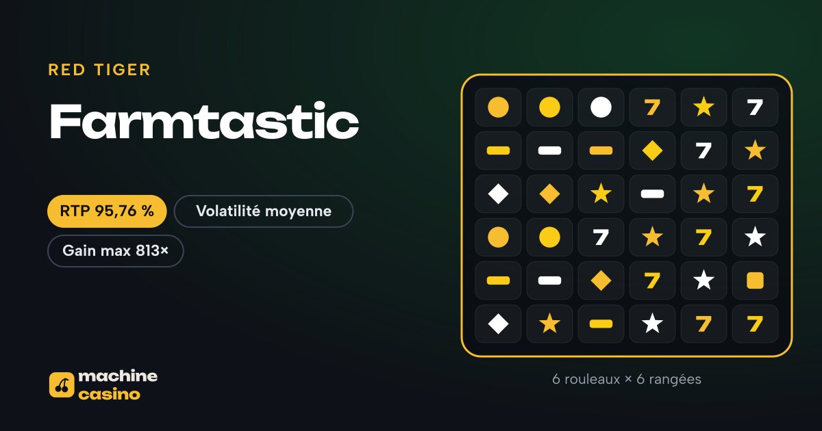 Visuel de Farmtastic : 6 rouleaux × 6 rangées, RTP 95,76 %