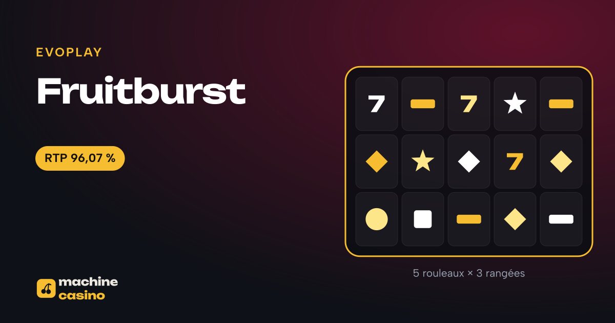 Visuel de Fruitburst : 5 rouleaux × 3 rangées, RTP 96,07 %