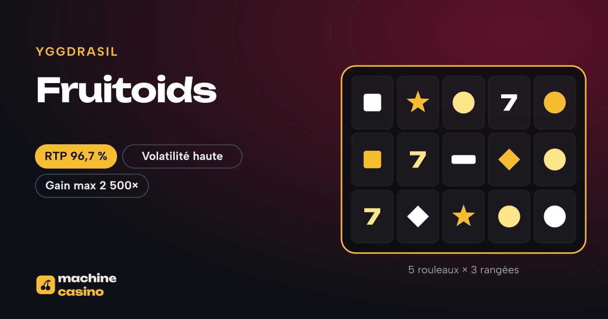Visuel de Fruitoids : 5 rouleaux × 3 rangées, RTP 96,7 %
