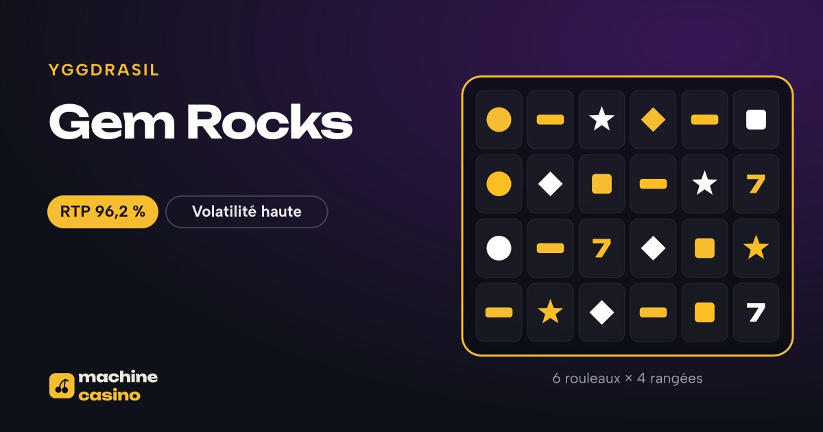 Visuel de Gem Rocks : 6 rouleaux × 4 rangées, RTP 96,2 %