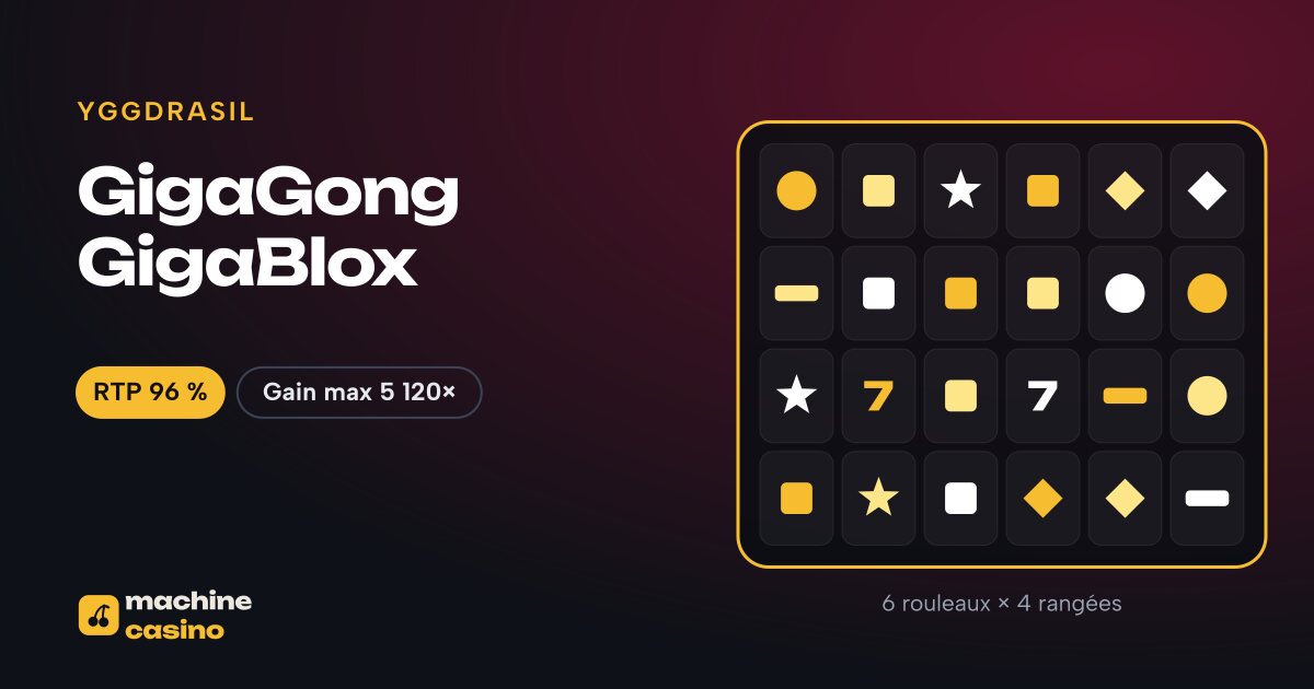 Visuel de GigaGong GigaBlox : 6 rouleaux × 4 rangées, RTP 96 %