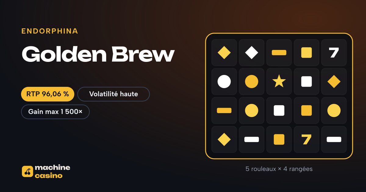 Visuel de Golden Brew : 5 rouleaux × 4 rangées, RTP 96,06 %