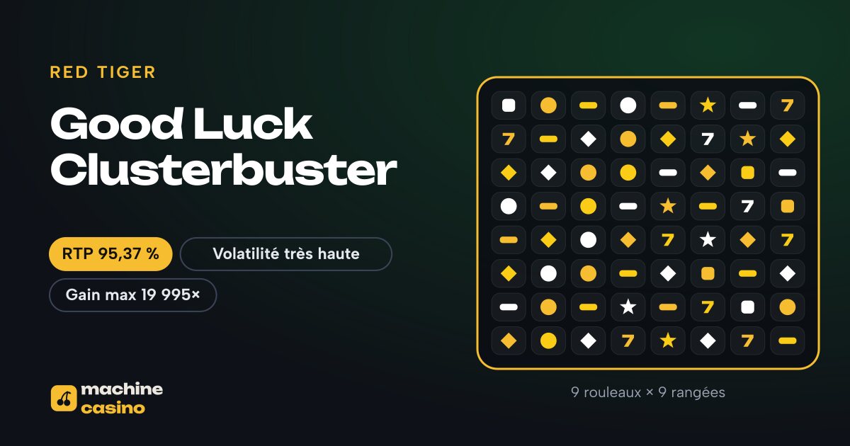 Visuel de Good Luck Clusterbuster : 9 rouleaux × 9 rangées, RTP 95,37 %