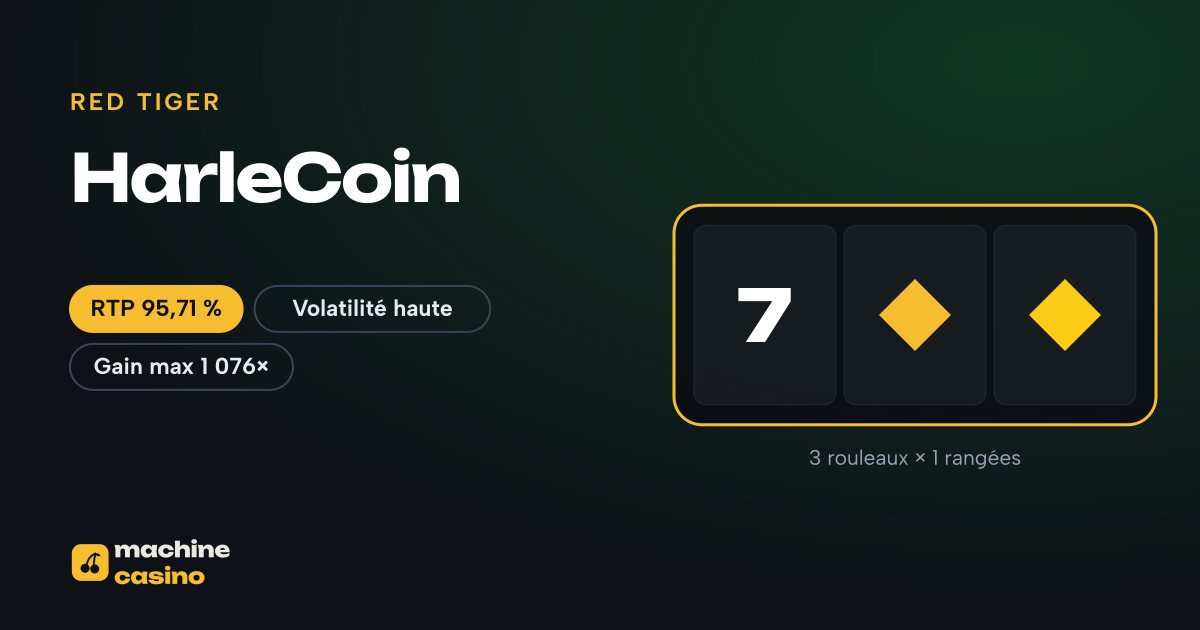 Visuel de HarleCoin : 3 rouleaux × 1 rangées, RTP 95,71 %