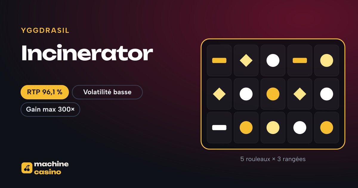 Visuel de Incinerator : 5 rouleaux × 3 rangées, RTP 96,1 %