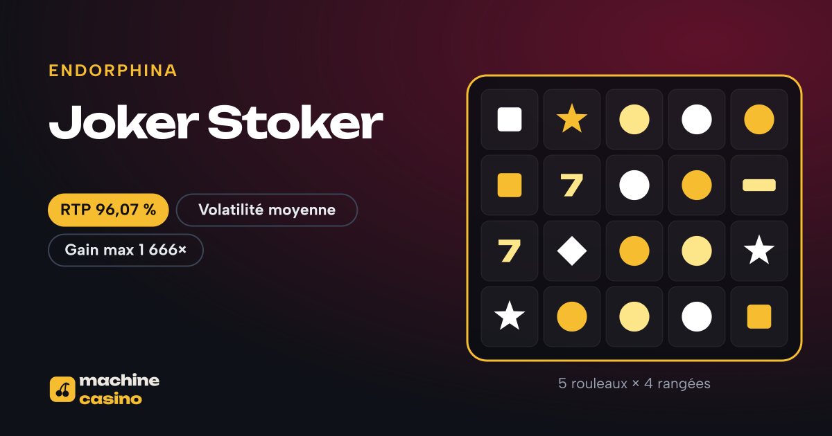 Visuel de Joker Stoker : 5 rouleaux × 4 rangées, RTP 96,07 %