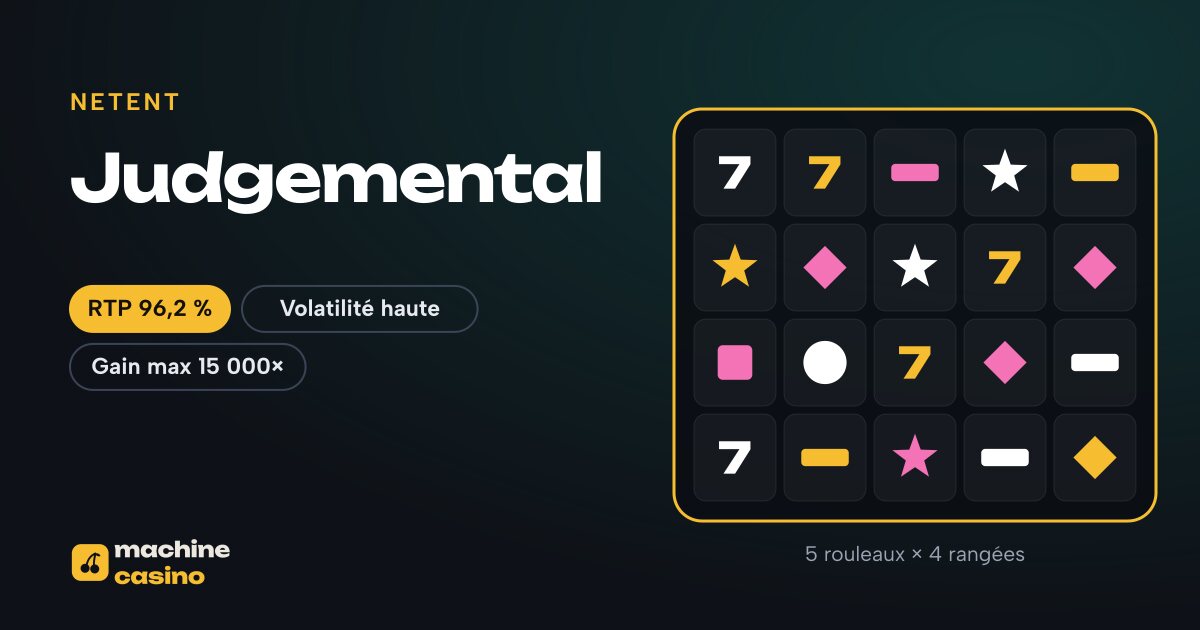 Visuel de Judgemental : 5 rouleaux × 4 rangées, RTP 96,2 %