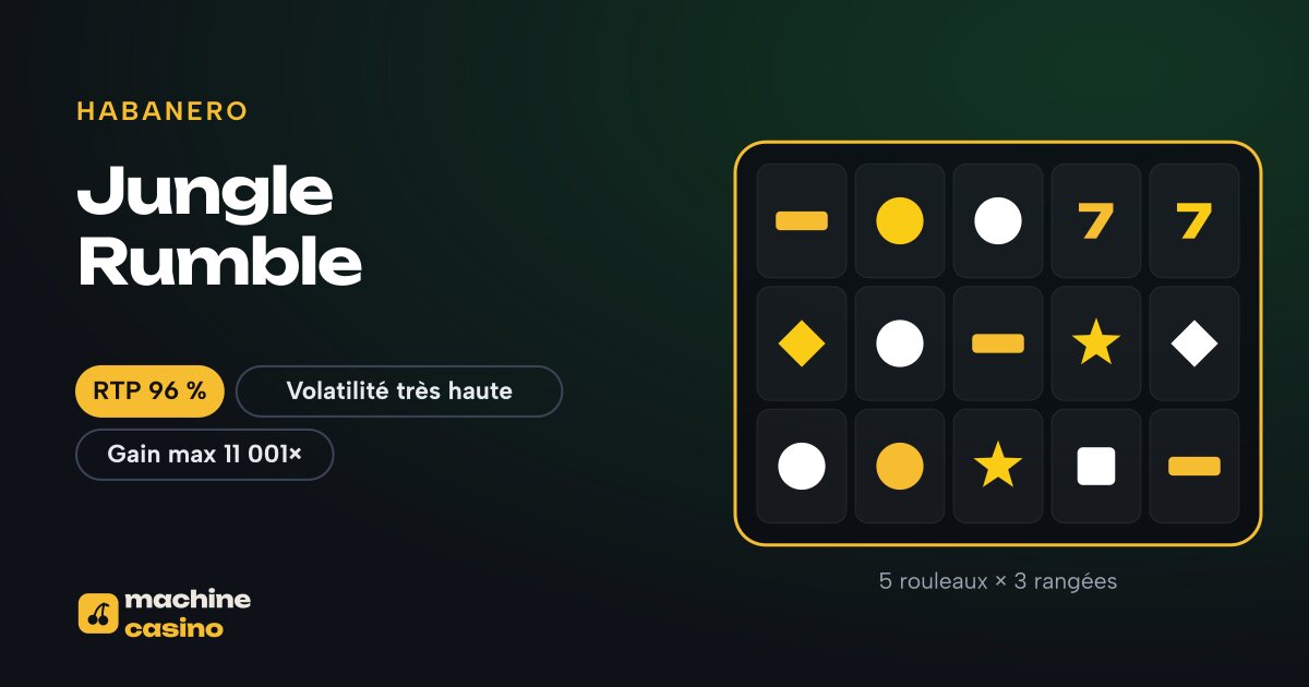 Visuel de Jungle Rumble : 5 rouleaux × 3 rangées, RTP 96 %