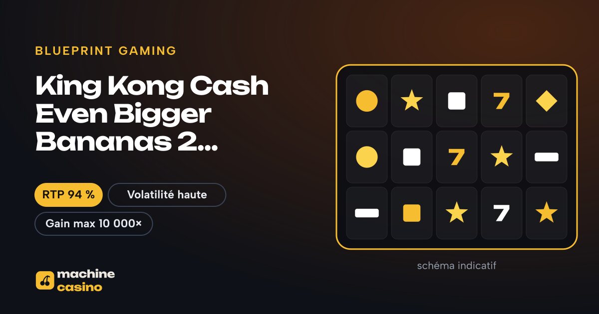Visuel de King Kong Cash Even Bigger Bananas 2 Jackpot Royale Express : grille, RTP 94 %