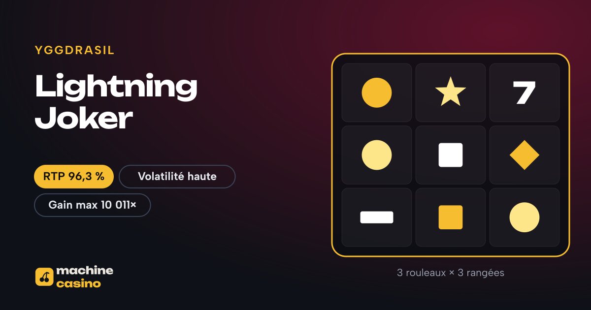 Visuel de Lightning Joker : 3 rouleaux × 3 rangées, RTP 96,3 %