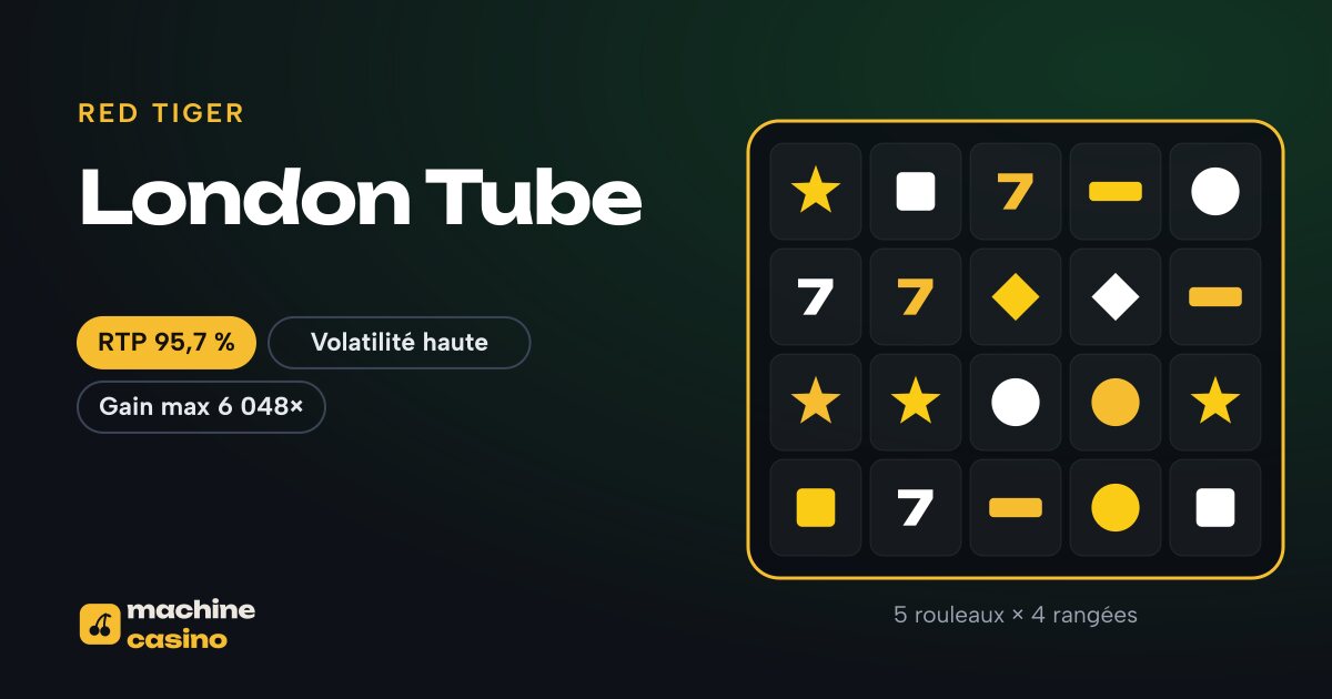 Visuel de London Tube : 5 rouleaux × 4 rangées, RTP 95,7 %