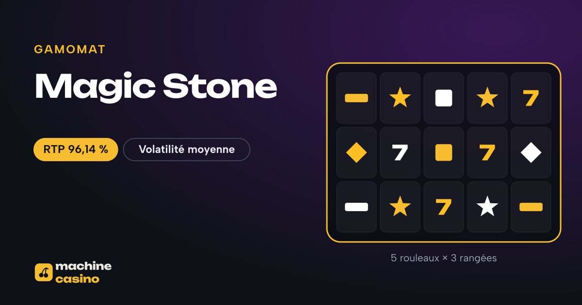 Visuel de Magic Stone : 5 rouleaux × 3 rangées, RTP 96,14 %