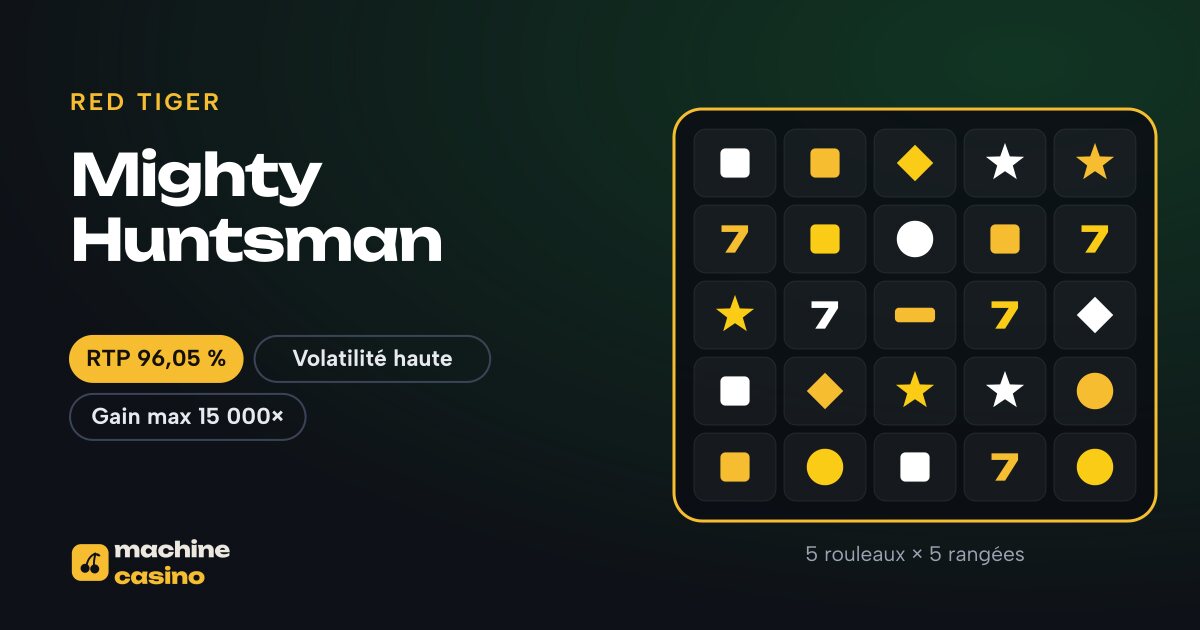 Visuel de Mighty Huntsman : 5 rouleaux × 5 rangées, RTP 96,05 %