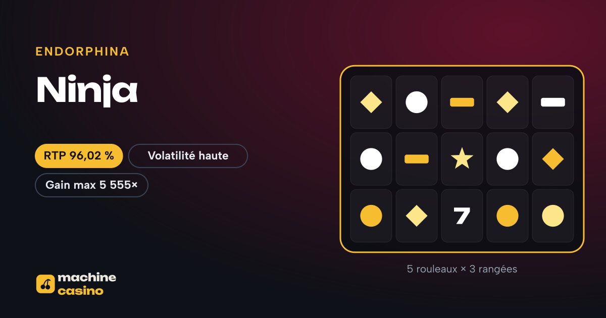 Visuel de Ninja : 5 rouleaux × 3 rangées, RTP 96,02 %