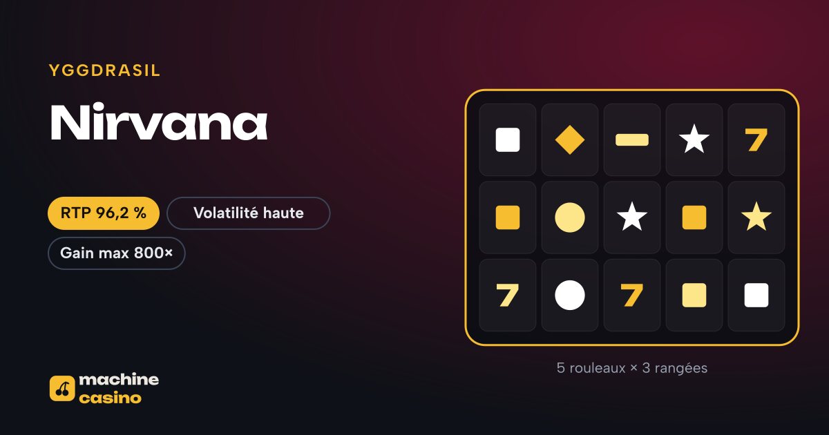 Visuel de Nirvana : 5 rouleaux × 3 rangées, RTP 96,2 %