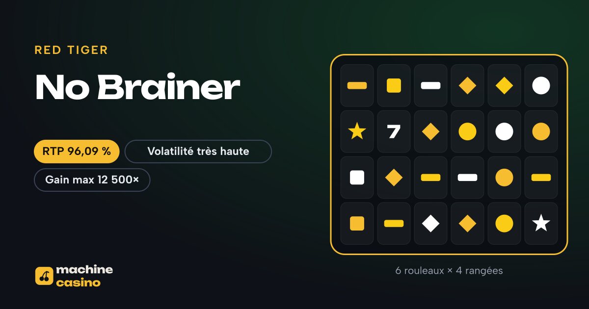 Visuel de No Brainer : 6 rouleaux × 4 rangées, RTP 96,09 %