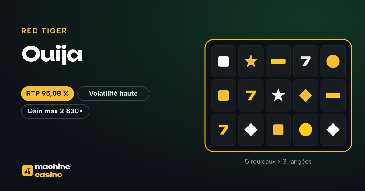 Visuel de Ouija : 5 rouleaux × 3 rangées, RTP 95,08 %