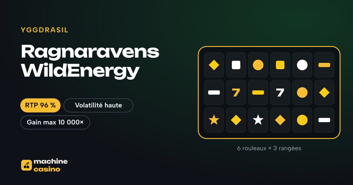 Visuel de Ragnaravens WildEnergy : 6 rouleaux × 3 rangées, RTP 96 %