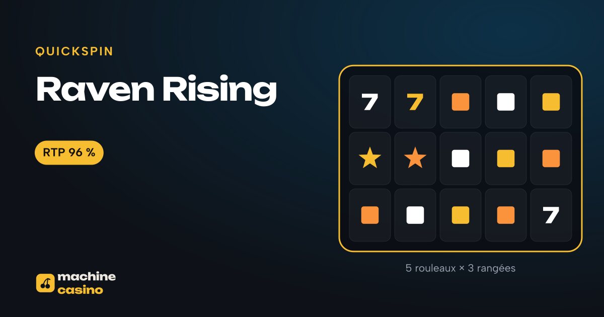 Visuel de Raven Rising : 5 rouleaux × 3 rangées, RTP 96 %