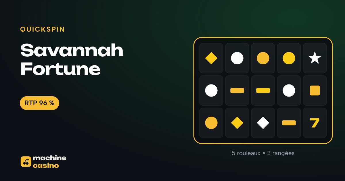 Visuel de Savannah Fortune : 5 rouleaux × 3 rangées, RTP 96 %