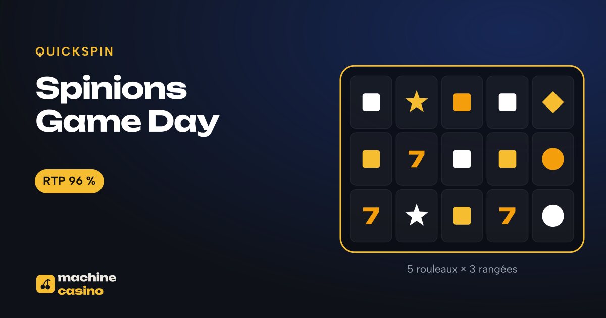 Visuel de Spinions Game Day : 5 rouleaux × 3 rangées, RTP 96 %