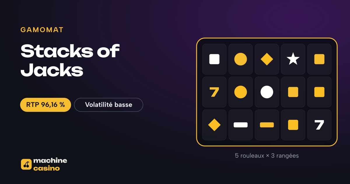 Visuel de Stacks of Jacks : 5 rouleaux × 3 rangées, RTP 96,16 %