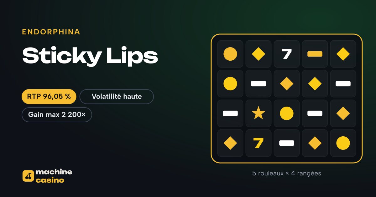 Visuel de Sticky Lips : 5 rouleaux × 4 rangées, RTP 96,05 %